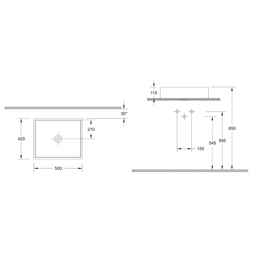 Isvea - Umivalnik na pult PURITY 50x42 cm keramika/bela
