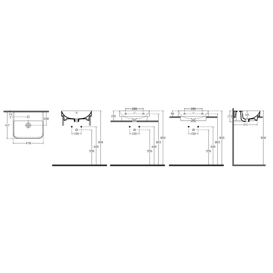 Isvea - Umivalnik na pult SOTT AQUA 48x42 cm keramika/bela