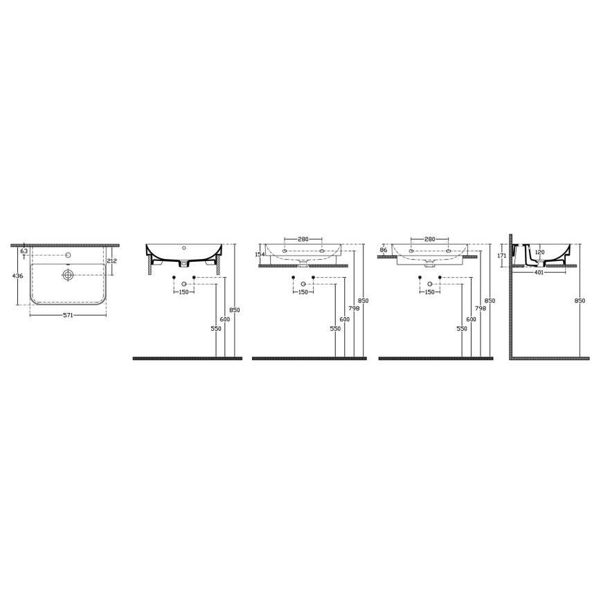 Isvea - Umivalnik na pult SOTT AQUA 57x44 cm keramika/bela