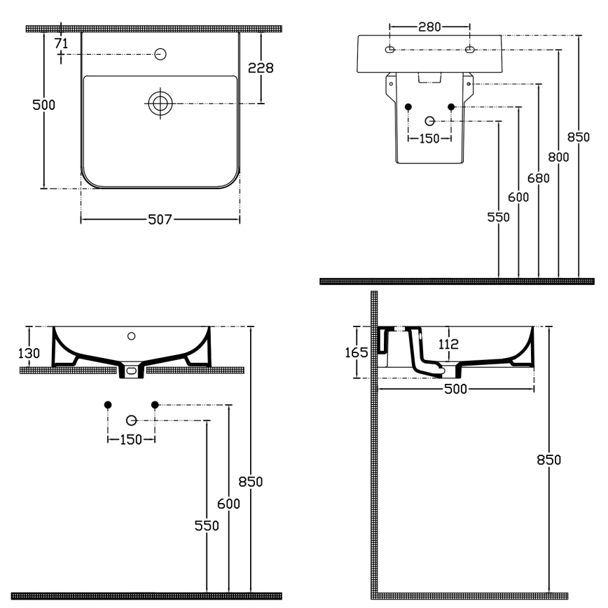 Isvea - Umivalnik za pult/stenski SOTT AQUA 50x50 cm keramika/bela