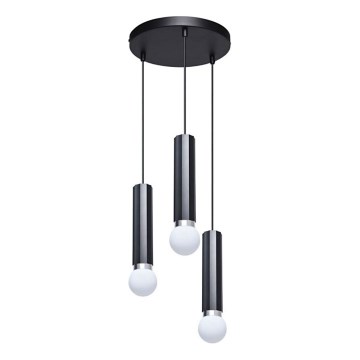 ITALUX - Lestenec na kablu MACERA 3xE27/40W/230V črna