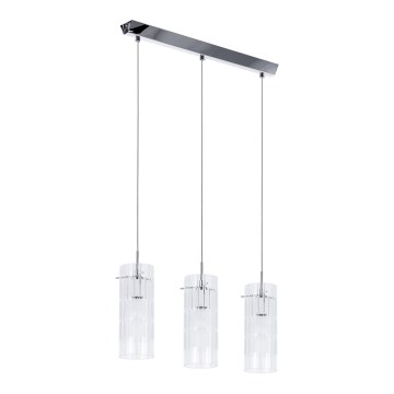 ITALUX - Lestenec na vrvici MAX 3xE27/60W/230V sijajni krom/prozorna