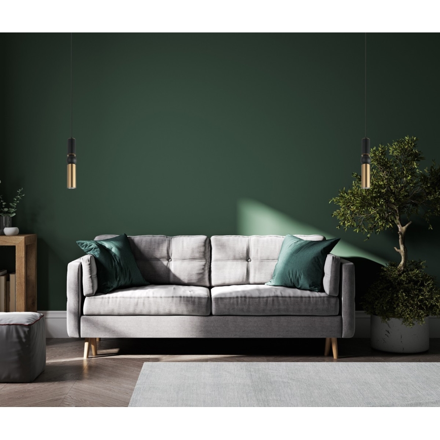 ITALUX - Lestenec na vrvici ISIDORA 1xGU10/25W/230V črna/bron
