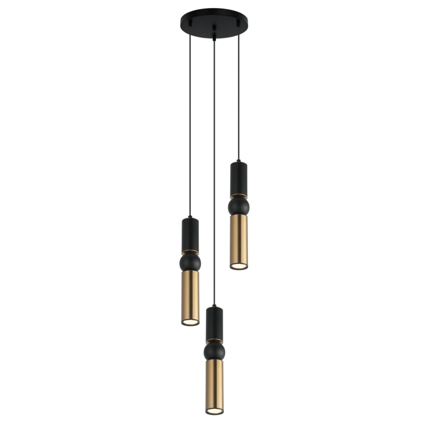 ITALUX - Lestenec na vrvici ISIDORA 3xGU10/25W/230V črna/bron