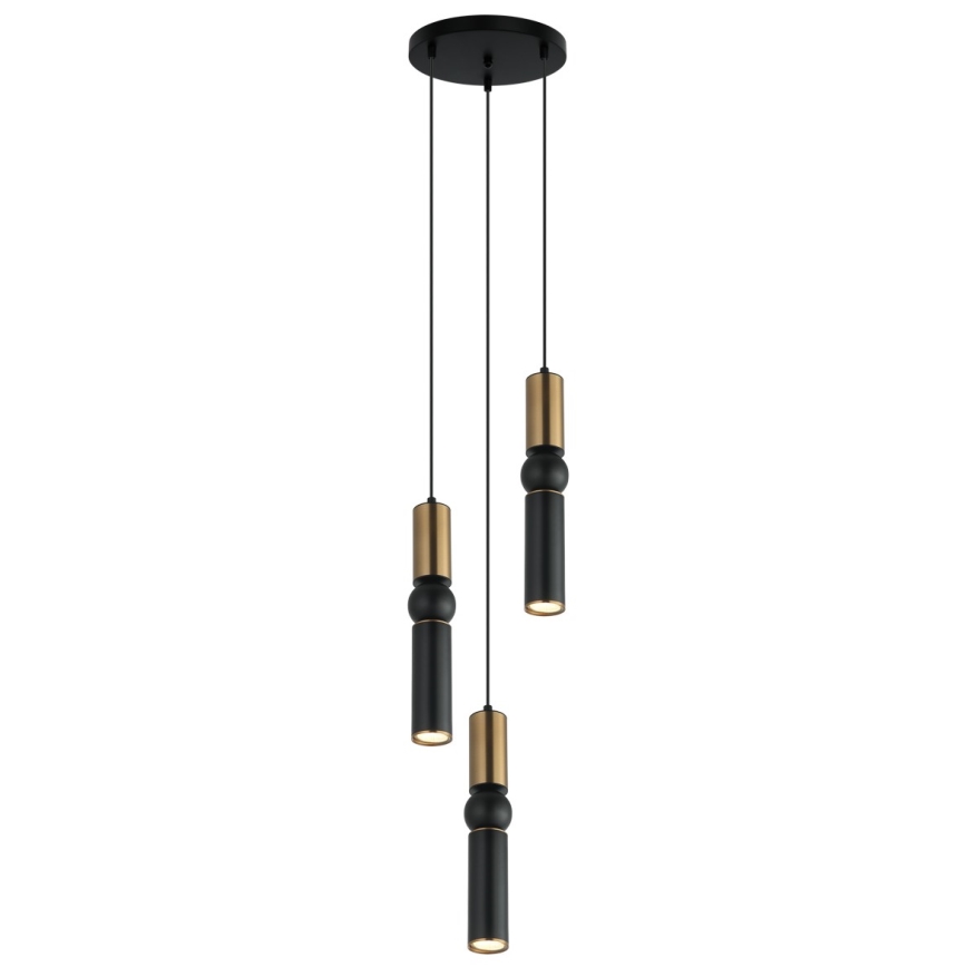 ITALUX - Lestenec na vrvici ISIDORA 3xGU10/25W/230V črna/bron