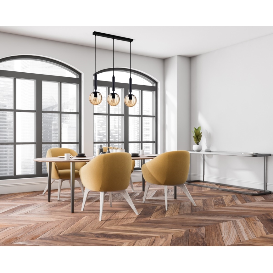 ITALUX - Lestenec na vrvici RAVENA 3xE27/10W/230V črna