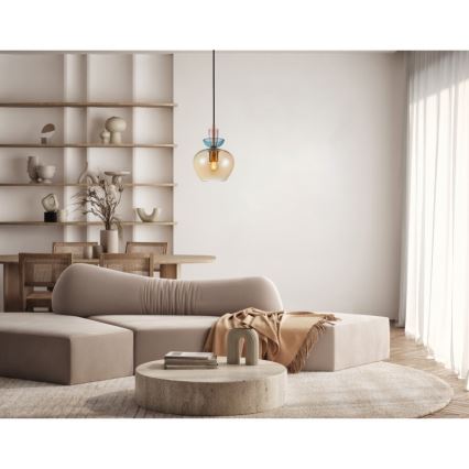 ITALUX - Viseča svetilka FANDA na kablu 1xE27/40W/230V, zlata/dimno bež