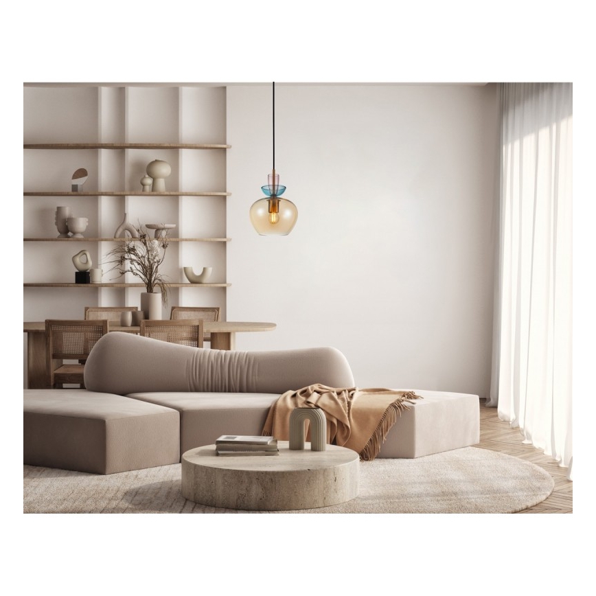 ITALUX - Viseča svetilka FANDA na kablu 1xE27/40W/230V, zlata/dimno bež