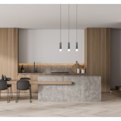 ITALUX - Viseči lestenec MACERA na kablu 3xE27/40W/230V črn