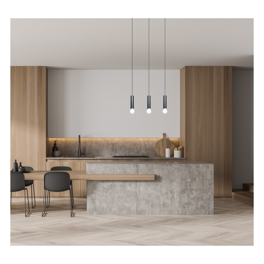 ITALUX - Viseči lestenec MACERA na kablu 3xE27/40W/230V črn