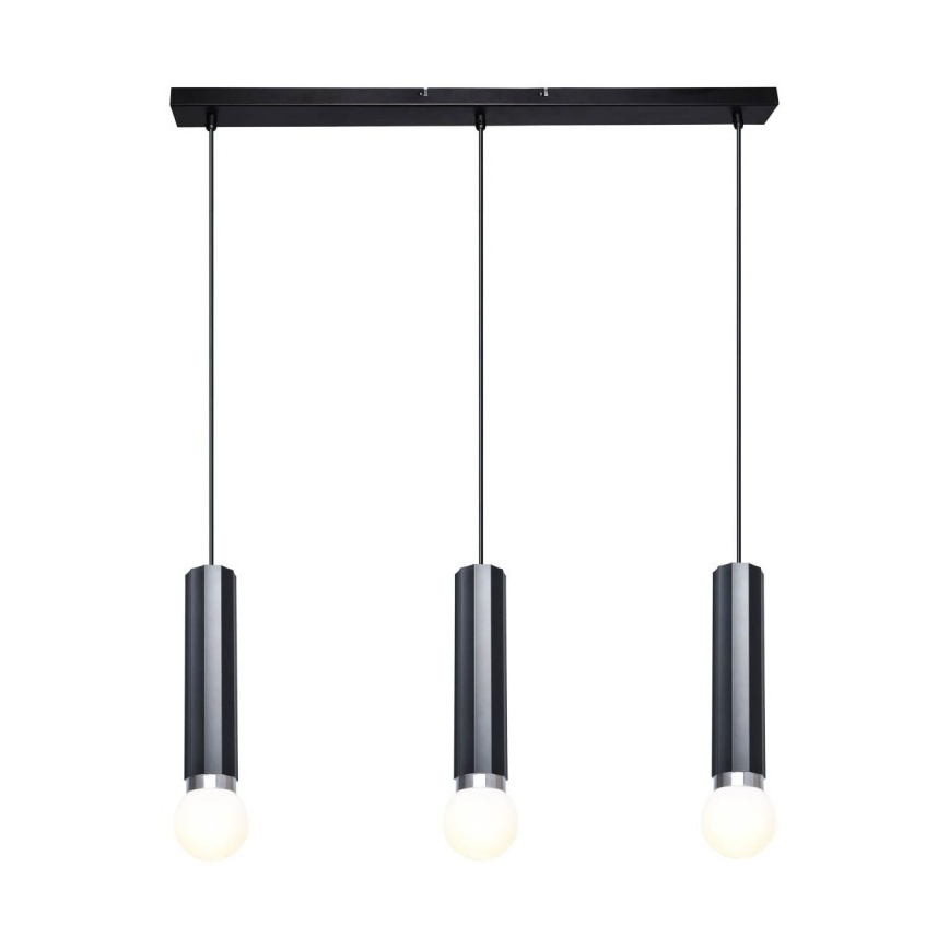 ITALUX - Viseči lestenec MACERA na kablu 3xE27/40W/230V črn
