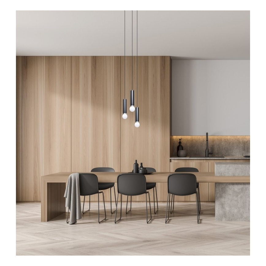 ITALUX - Lestenec na kablu MACERA 3xE27/40W/230V črna