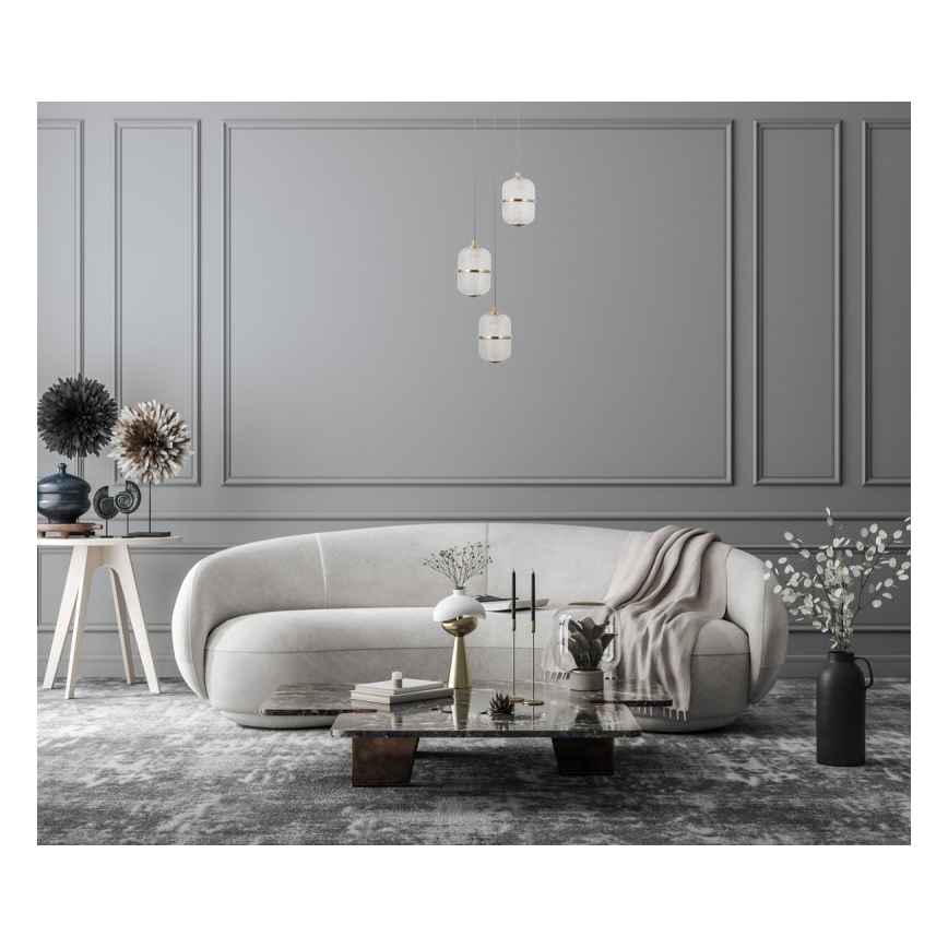 ITALUX - LED lestenec na jeklenem kablu ALANI 3xLED/5W/230V 3000K črna/zlata