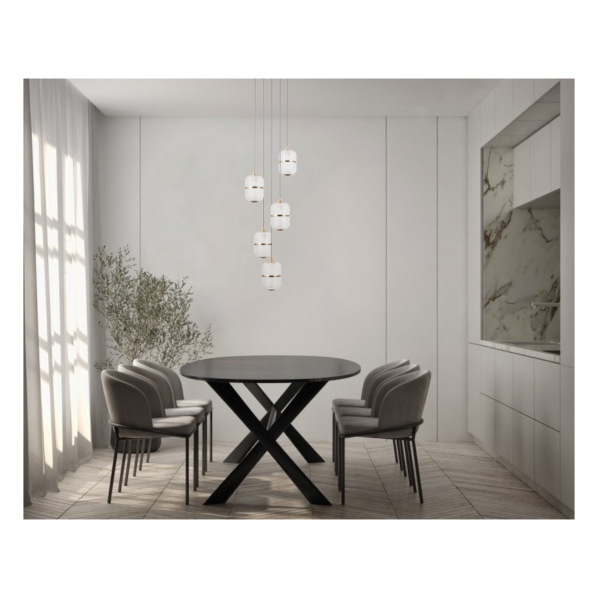 ITALUX - LED lestenec na kablu ALANI 5xLED/5,6W/230V 3000K črna/zlata
