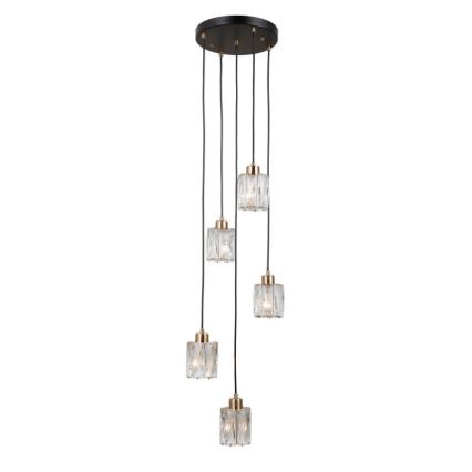 ITALUX - Viseči lestenec na jekleni vrvici TORNO 5xE14/40W/230V črna/zlata
