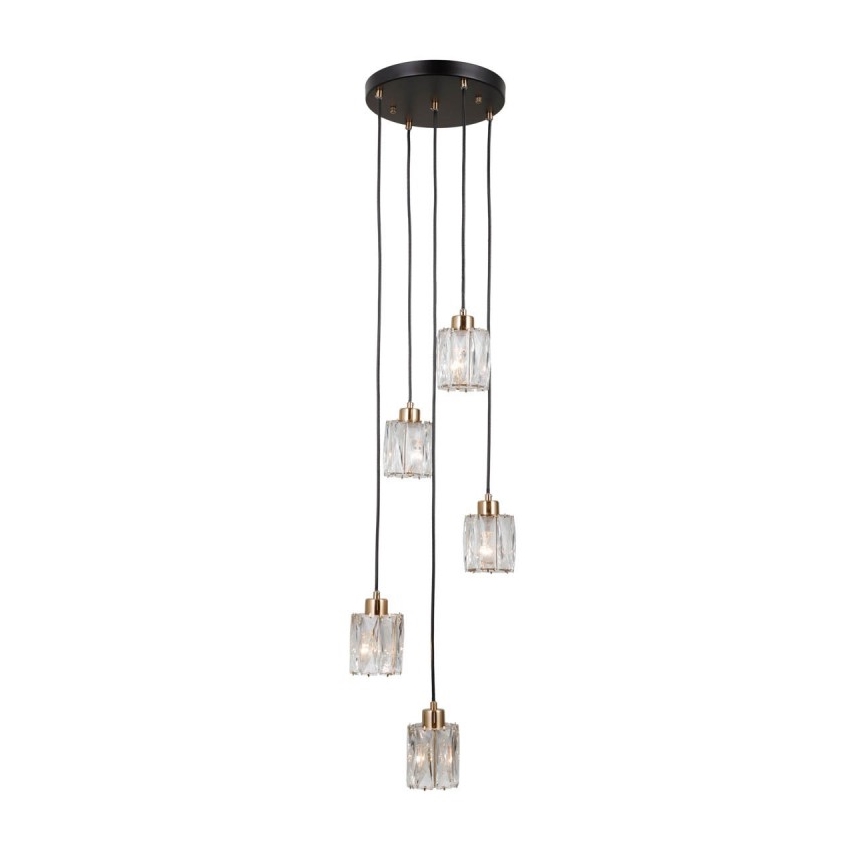 ITALUX - Viseči lestenec na jekleni vrvici TORNO 5xE14/40W/230V črna/zlata