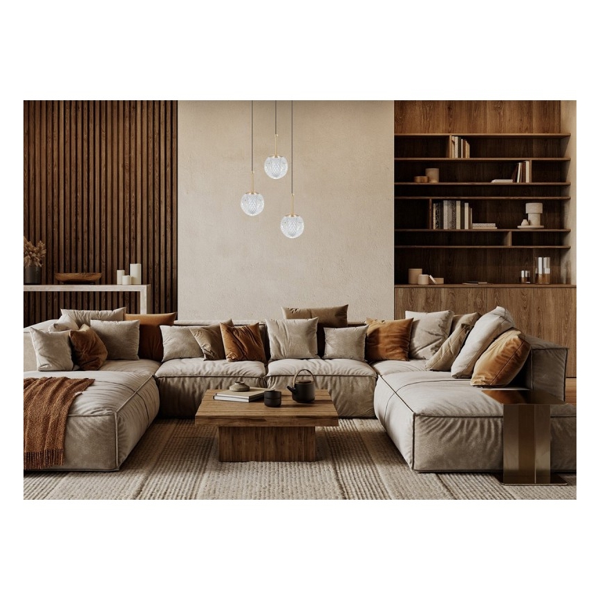 ITALUX - Lestenec na vrvici PADRI 3xG9/5W/230V v zlati barvi