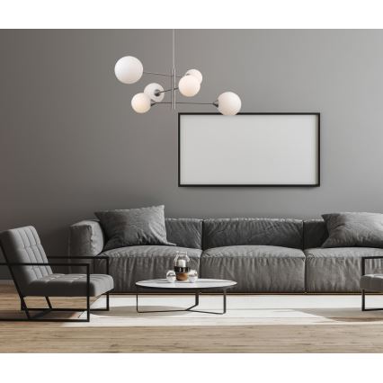 ITALUX - Lestenec na drogu EVORA 6xG9/5W/230V nikelj