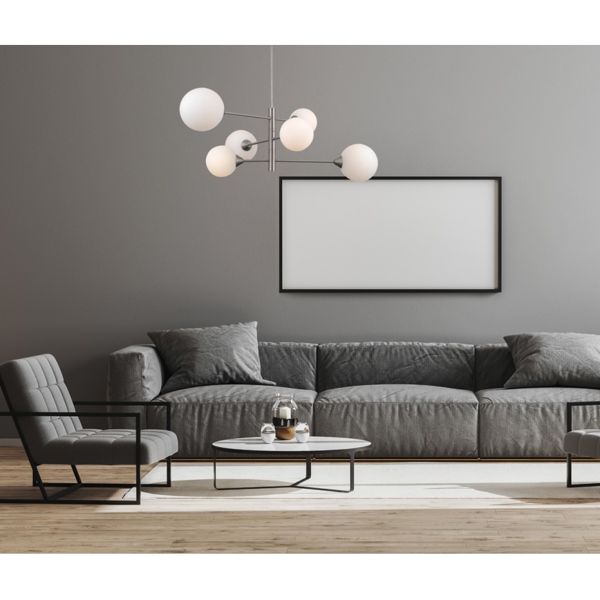 ITALUX - Lestenec na drogu EVORA 6xG9/5W/230V nikelj