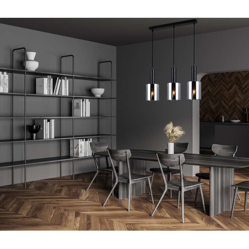 ITALUX - Lestenec na vrvici SARDO 3xE27/40W/230V črna