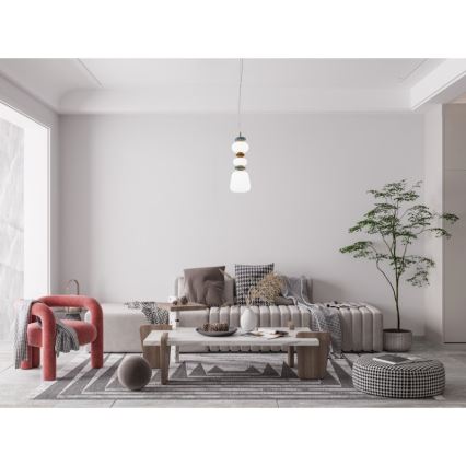 ITALUX - LED lestenec na kablu EVANS LED/15W/230V 3000K zlata/modra