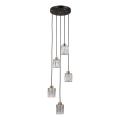 ITALUX - Viseči lestenec na jekleni vrvici TORNO 5xE14/40W/230V črna/zlata
