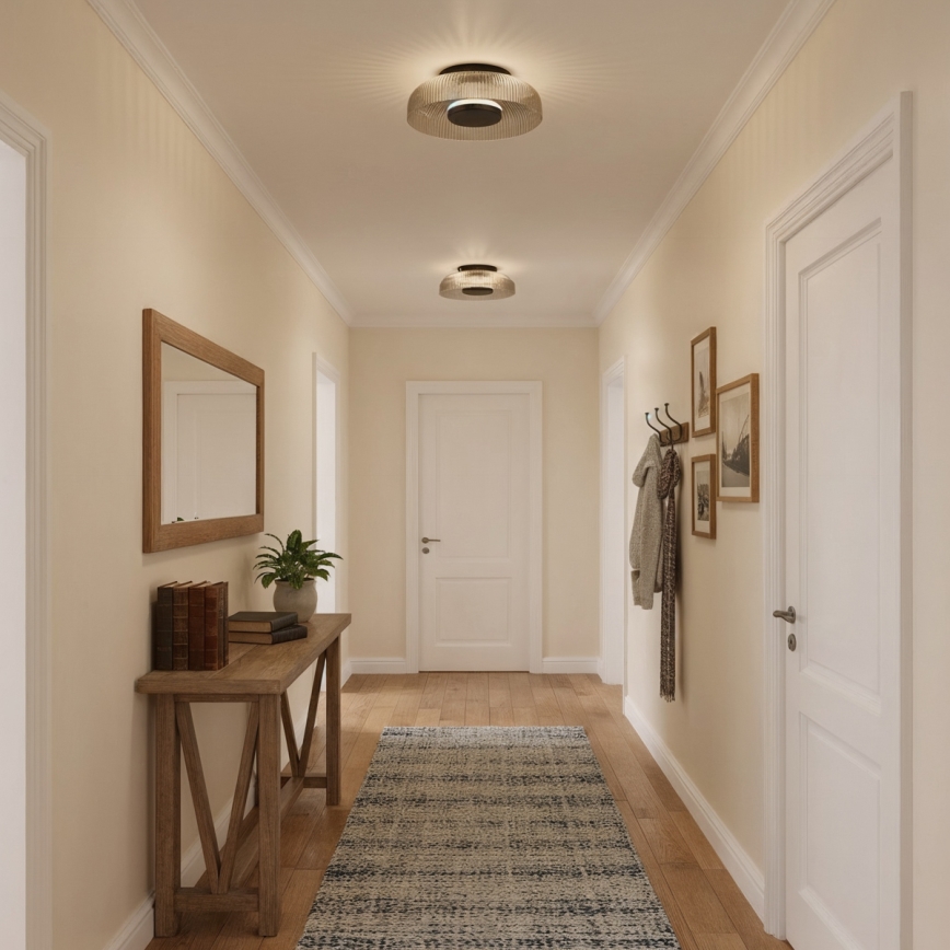 ITALUX - LED stropna svetilka PASSO, 8 W, 230 V, 3000 K, premer 25 cm, dimno črna