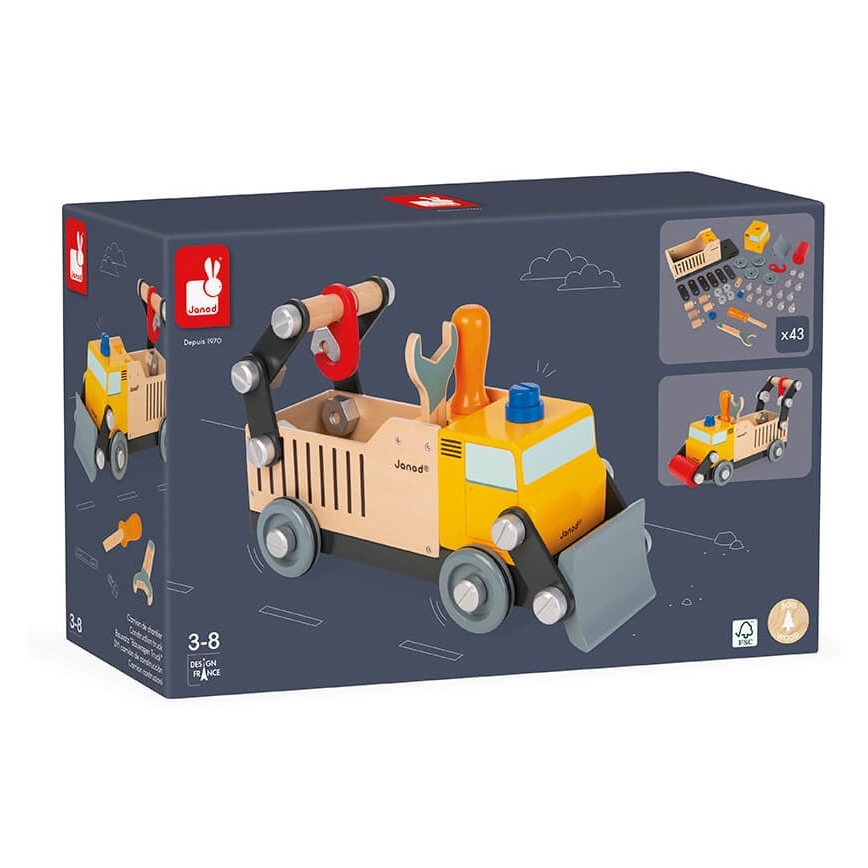 Janod - Leseni gradbeni set BRICOKIDS tovornjak