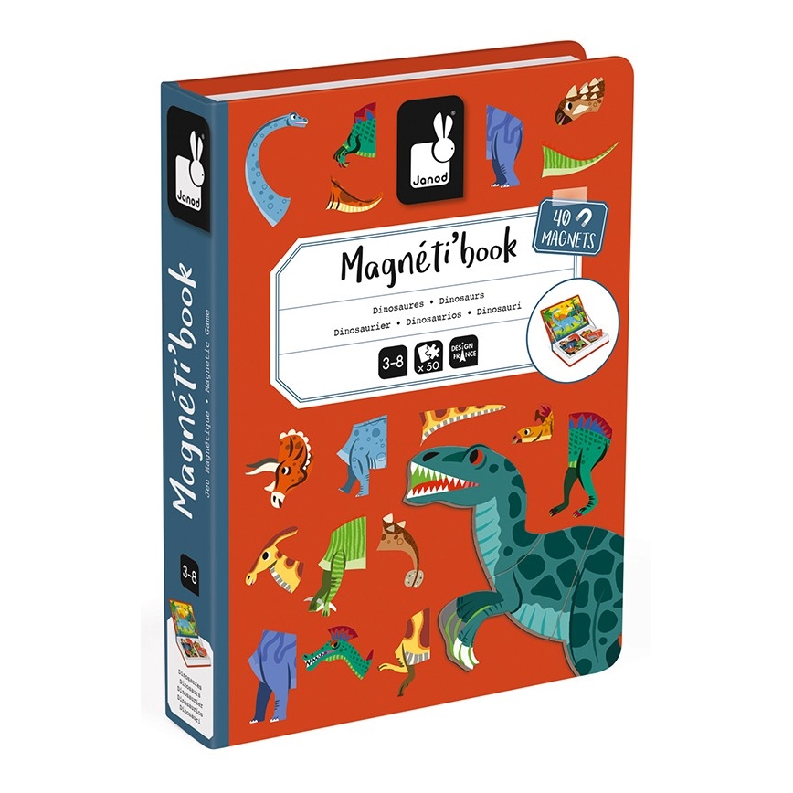 Janod - Magnetni interaktivni set MAGNETIBOOK dinozavri