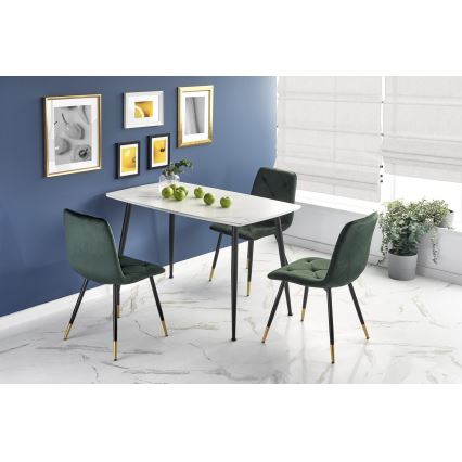 Jedilna miza ALARA, dekor beli marmor/črna