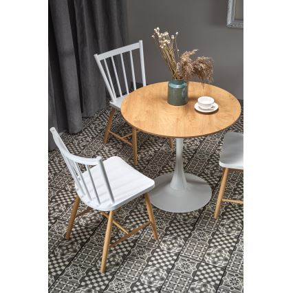 Jedilna miza LUGI, premer 80 cm, rjava/bela