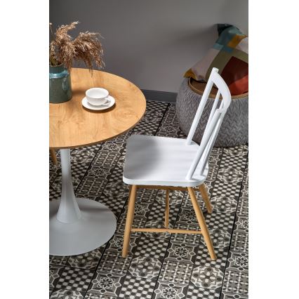 Jedilna miza LUGI, premer 80 cm, rjava/bela