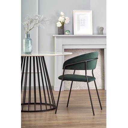 Jedilna miza SEREIN, dekor belega marmorja/črna