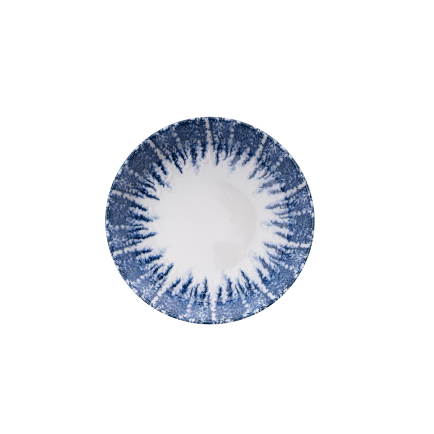 Jedilni komplet, 12 kosov, bel/moder, iz porcelana