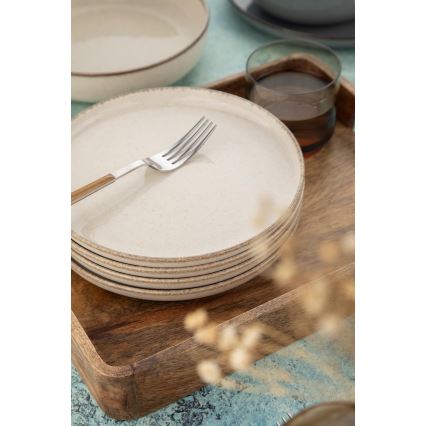 Jedilni komplet 16 kosov siva/bež/porcelan