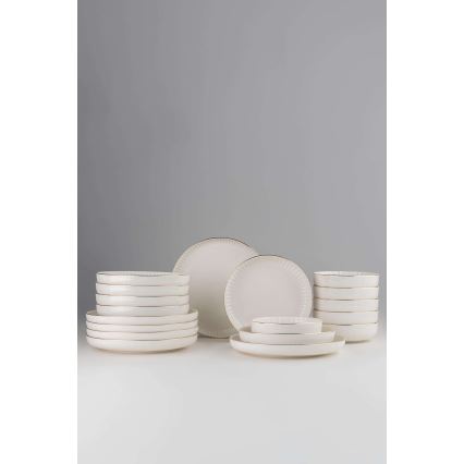 Jedilni komplet 18 kosov, bela/zlata, porcelan