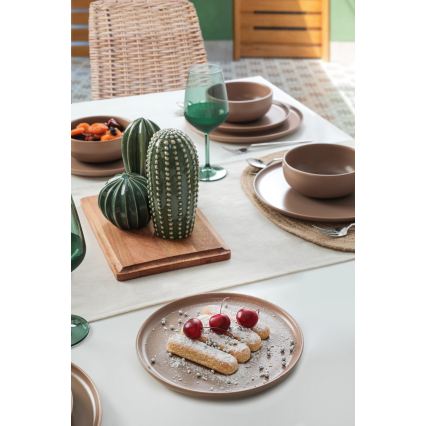 Jedilni komplet 18 kosov rjav/keramika