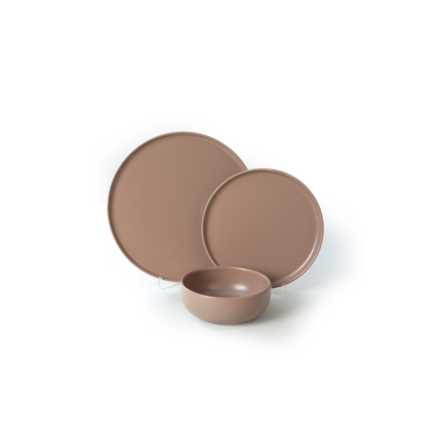 Jedilni komplet 18 kosov rjav/keramika