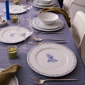 Jedilni komplet 24 kosov bela/modra/porcelan