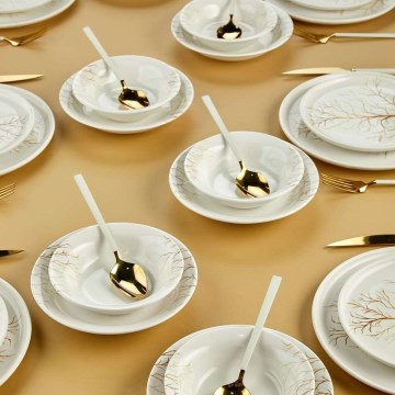 Jedilni komplet 24 kosov bela/oranžna/keramika