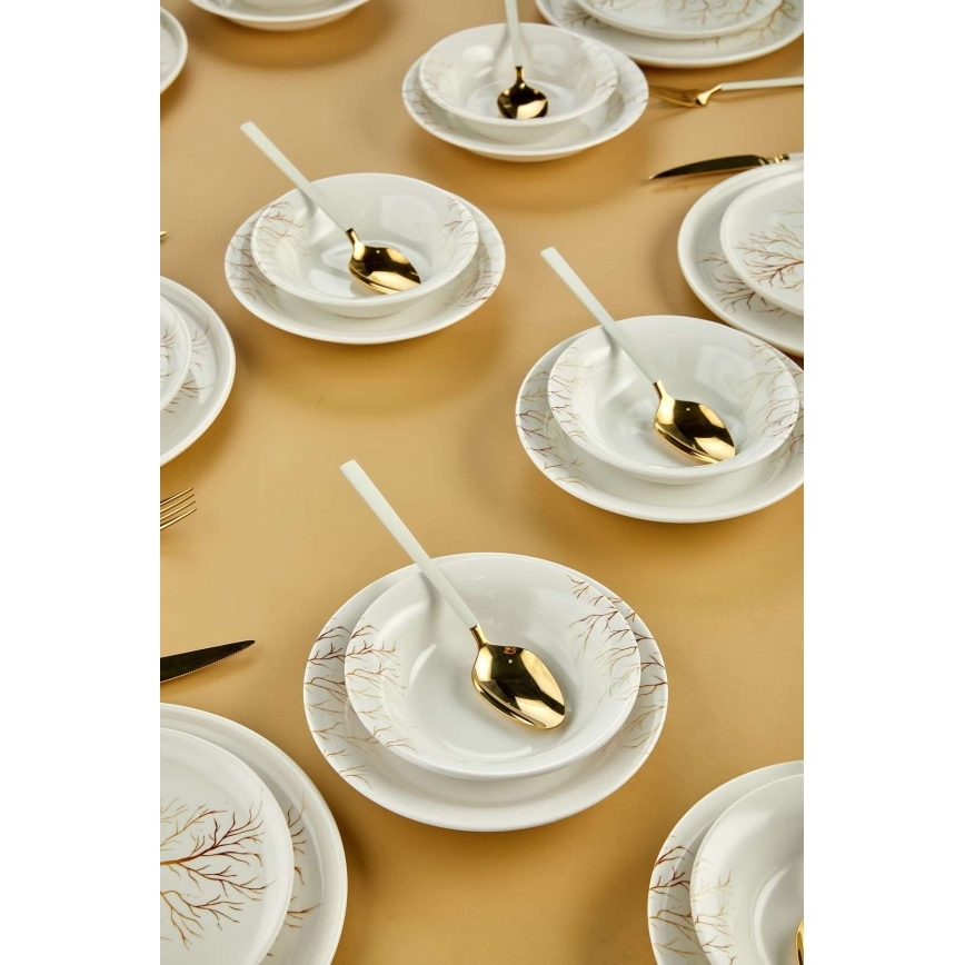 Jedilni komplet 24 kosov bela/oranžna/keramika