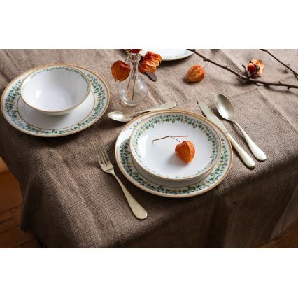 Jedilni komplet 24 kosov kremna/bežna/zelena/porcelan
