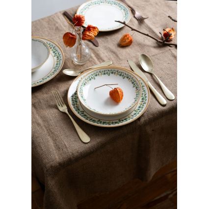 Jedilni komplet 24 kosov kremna/bežna/zelena/porcelan