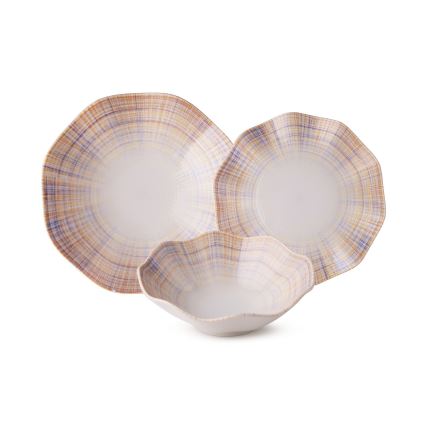 Jedilni komplet 24 kosov oranžna/modra/porcelan