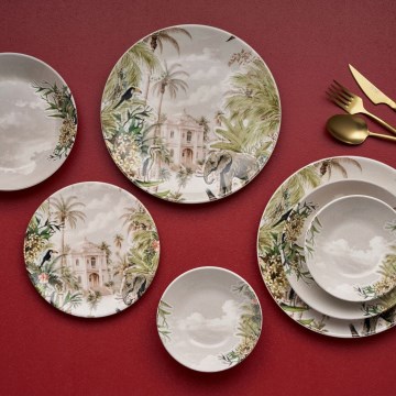 Jedilni komplet, 24 kosov, večbarven/keramika