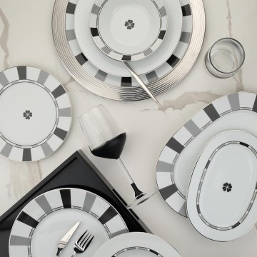 Jedilni komplet 27 kosov bela/siva/porcelan