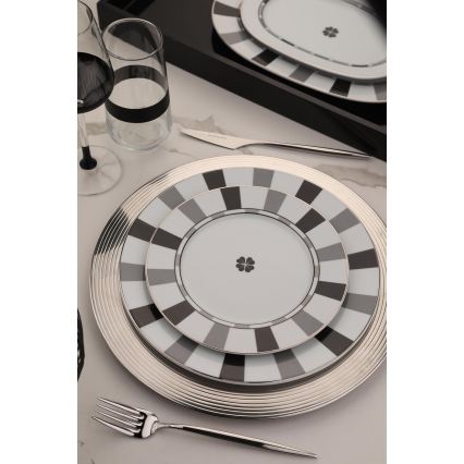 Jedilni komplet 27 kosov bela/siva/porcelan