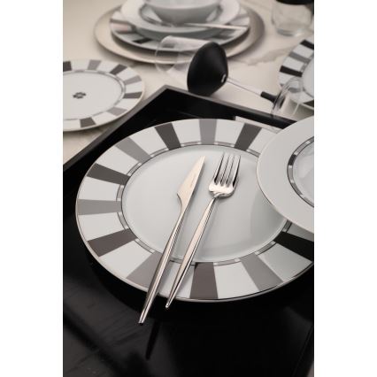 Jedilni komplet 27 kosov bela/siva/porcelan