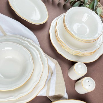 Jedilni komplet 53 kosov bela/zlata/porcelan