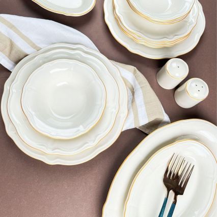 Jedilni komplet 53 kosov bela/zlata/porcelan